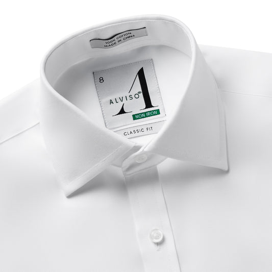 Alviso 100% Cotton Non - Iron Pinpoint Regular Fit Button Cuff Shirt