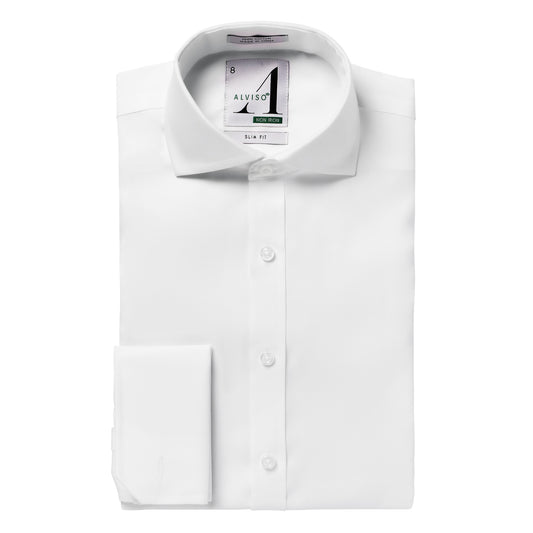 Alviso 100% Cotton Non - Iron Pinpoint Slim Fit French Cuff Shirt