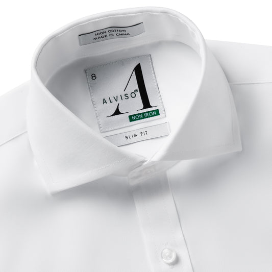 Alviso 100% Cotton Non - Iron Pinpoint Slim Fit French Cuff Shirt