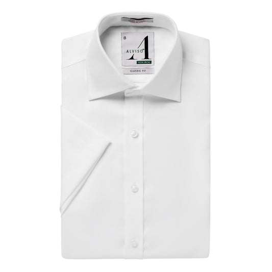 Alviso 100% Cotton Non - Iron Pinpoint Classic Fit Short Sleeve Shirt