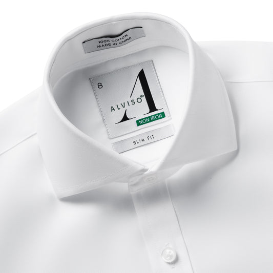 Alviso 100% Cotton Non - Iron Pinpoint Slim Fit Short Sleeve Shirt