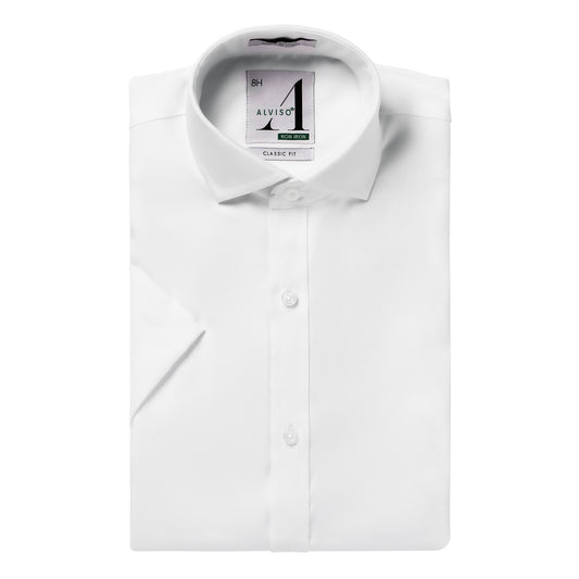 Alviso 100% Cotton Non - Iron Pinpoint Husky Fit Short Sleeve Shirt