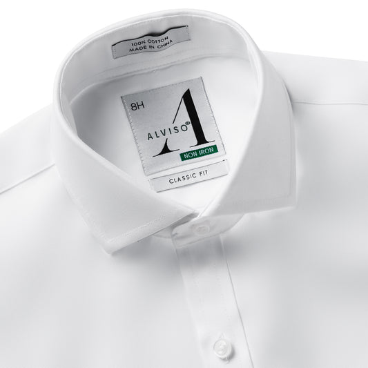 Alviso 100% Cotton Non - Iron Pinpoint Husky Fit Short Sleeve Shirt
