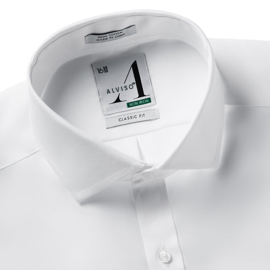 Alviso Men's 100% Cotton Non - Iron Pinpoint Regular Fit Button Cuff  Shirt