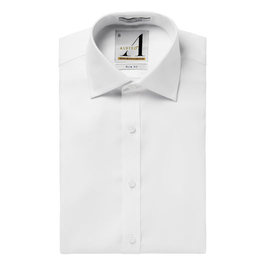 Alviso 100% Cotton Non - Iron Pinpoint Slim Fit Stretch Button Cuff Shirt