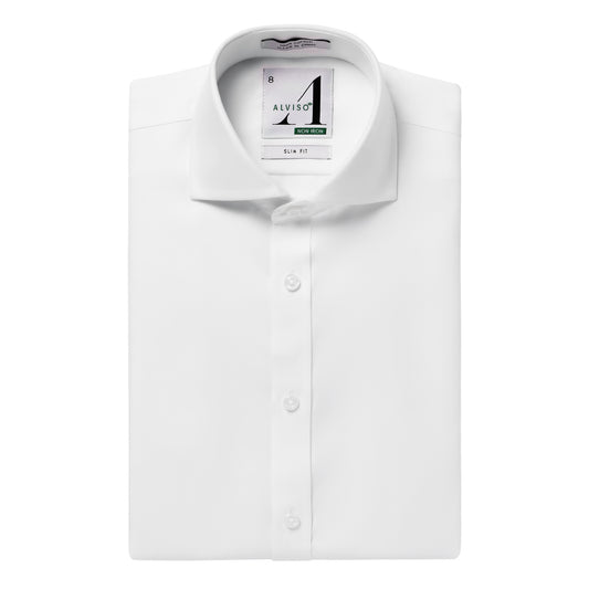 Alviso 100% Cotton Non - Iron Pinpoint Slim Fit Button Cuff  Shirt