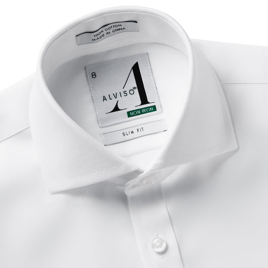 Alviso 100% Cotton Non - Iron Pinpoint Slim Fit Button Cuff  Shirt