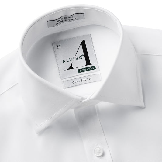 Alviso 100% Cotton Non - Iron Pinpoint Regular Fit French Cuff Shirt