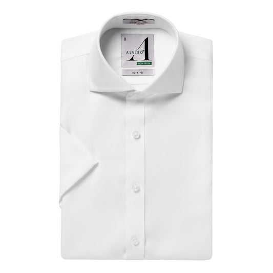 Alviso 100% Cotton Non - Iron Pinpoint Slim Fit Short Sleeve Shirt