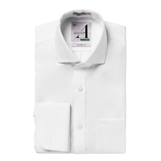 Alviso 100% Cotton Non - Iron Pinpoint Husky Fit French Cuff  Shirt