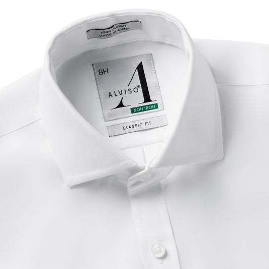 Alviso 100% Cotton Non - Iron Pinpoint Husky Fit French Cuff  Shirt